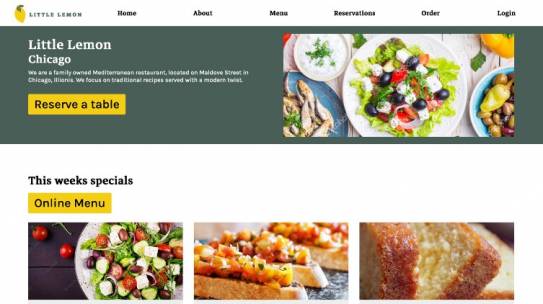 Little Lemon Restaurant website built using React